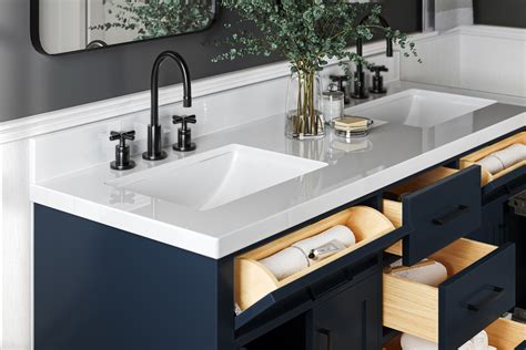 Ariel61 Inch Pure White Quartz Bathroom Vanity Countertop With ...