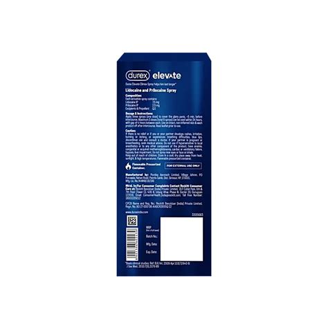 Durex Elevate Climax Delay Spray For Men - Lidocaine & Prilocaine Topi ...