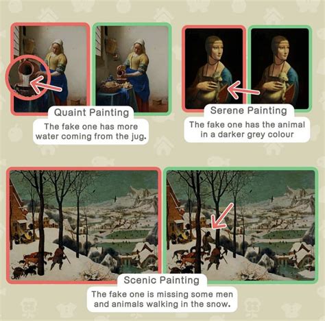Animal crossing fake art how to spot fake vs real painting and statue ...