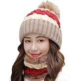 Alexvyan Imported 1 Set Ball Cap and Scarf Soft Warm Snow and Air Proof ...