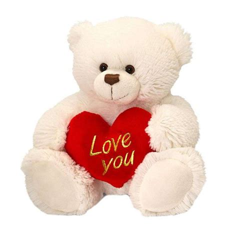 Buy 15 Inch White Teddy Bear holding red Love You Heart Online at ...