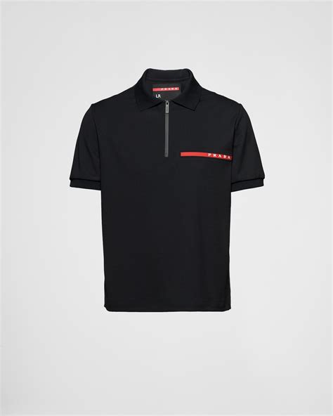 Black Piqué Polo Shirt | PRADA