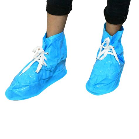 Plastic Shoes Cover Reusable Anti-Slip Boots Zippered Overshoes Covers ...