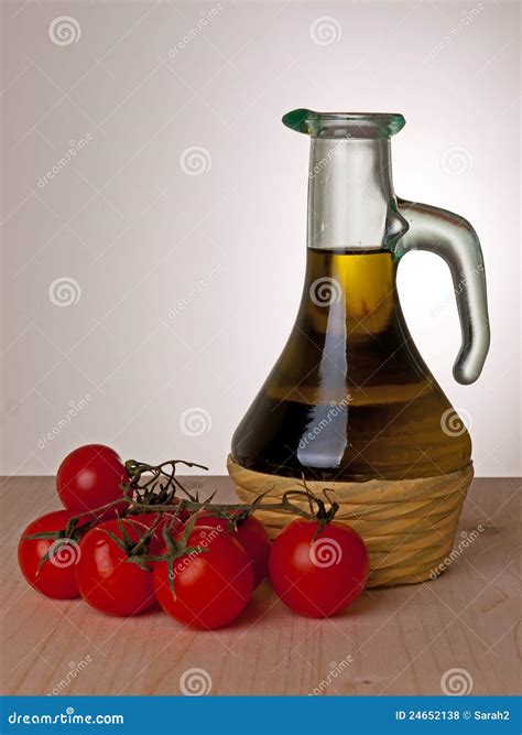 Olive Oil and Tomatoes, Mediterranean Diet Stock Photo - Image of glass, retro: 24652138