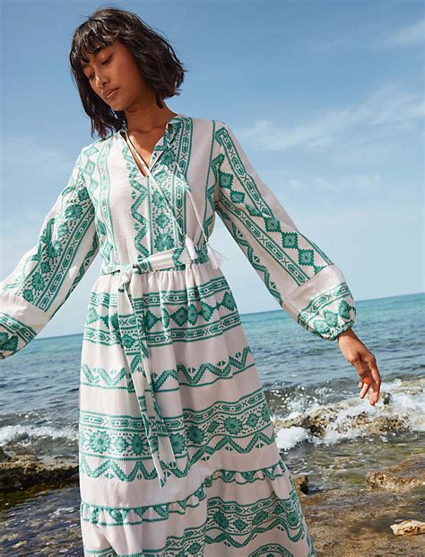 Buy Cotton Rich Jacquard Maxi Beach Dress at Marks & Spencer