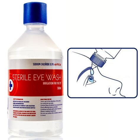 SALINE EYE WASH SOLUTION 500ml Bottles Optical First Aid Wound Clean ...