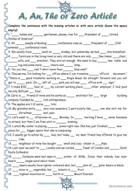 Definite Indefinite Articles And Subject Pronouns