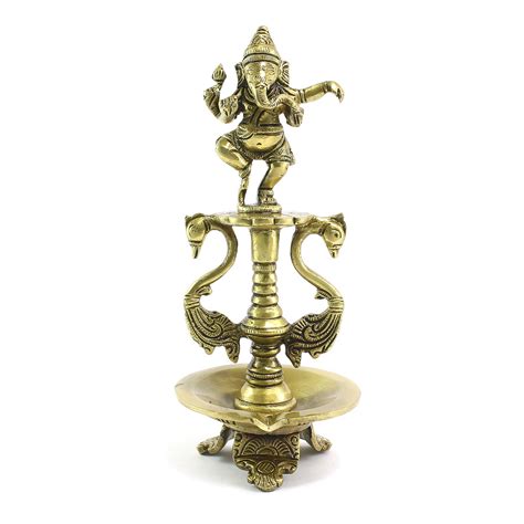 Ganesha Diya Stand | Brass Ganesh Idol With Deepak - eCraftIndia Online