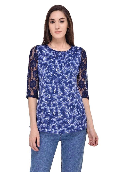 Buy mayra Women's Crepe Blue Color 3/4 Sleeve Top (201705T09038_S Blue ...