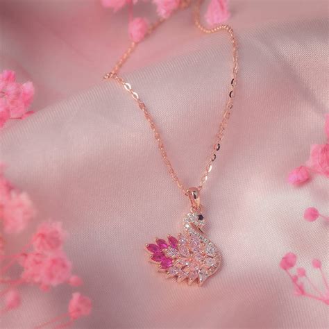 Rose Gold Enchanted Swan Silver Necklace – Amishka Jewels