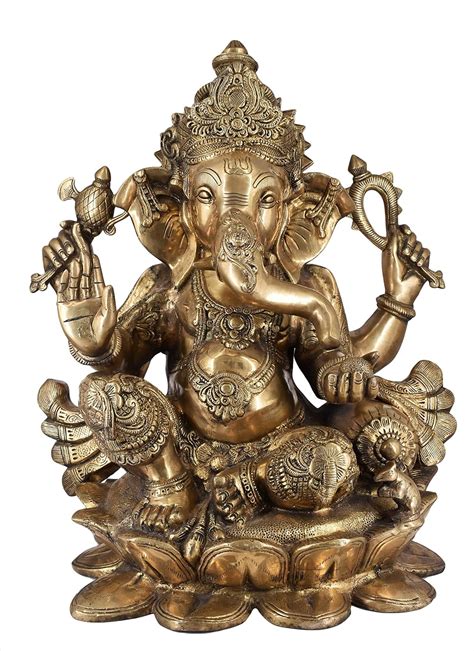 Buy White Whale Brass Hindu God Lord Ganesha Bhagwan Lord Ganesha Idol ...