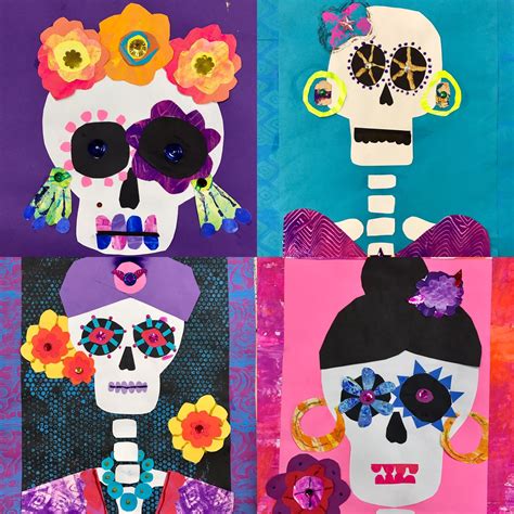 4th & 5th grade Day of the Dead collages | Halloween art projects ...