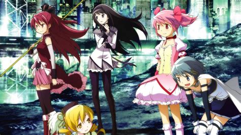 Download Madoka Magica Characters In City Wallpaper | Wallpapers.com