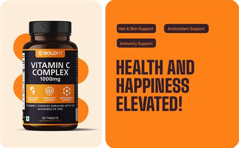 Boldfit Vitamin C Complex 1000mg Tablet with Amla and Zinc for Men ...