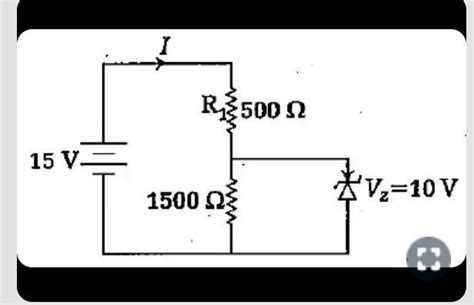 In the circuit diagram, the current through the Zener diode is: A. 10mA ...