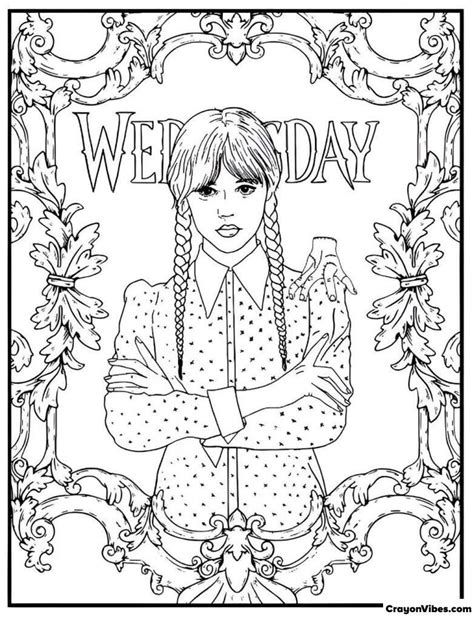 wednesday coloring pages for kids and adults | Halloween coloring pages ...