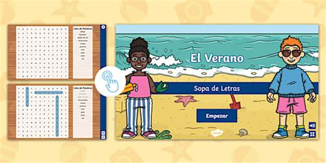 Sopa de letras interactiva: El verano (teacher made)
