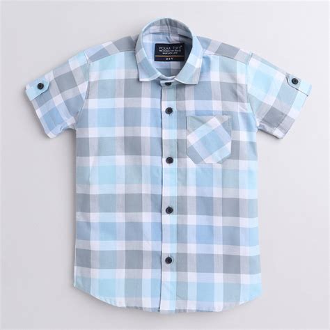 Polka Tots Half Sleeve Super Soft Cotton Checks Shirt With Roll Up Sle ...