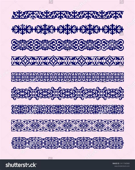 Kazakh Ornaments Form Border Strips: стоковая векторная графика (без лицензионных платежей ...