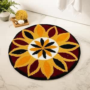 Buy RUGSYA Rangoli Soft Microfibre Round Mat use as Home Door Rangoli ...