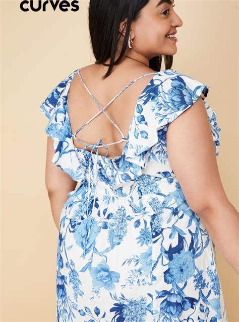 Buy Women Printed Ruffled Midi Dress Online at just Rs. 1699.0 ...