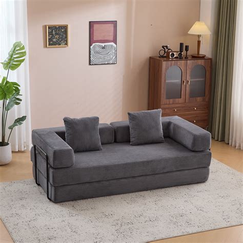 Latitude Run® Convertible Floor Sofa Bed With Pillow Support ...