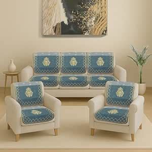 Cloth Fusion Velvet Sofa Cover 5 Seater Set, Elegant Gold Foil Digital ...