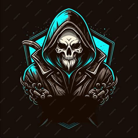 Premium Vector | Grim reaper with hoodie illustration, esports mascot ...