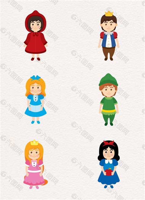 6款童话故事儿童角色矢量图设计元素素材免费下载(图片编号:9243669)-六图网