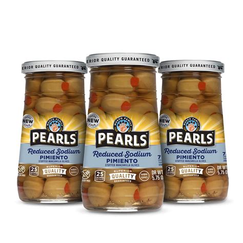 Amazon.com : Pearls Low-Sodium Pimiento Stuffed Manzanilla Green Olives ...