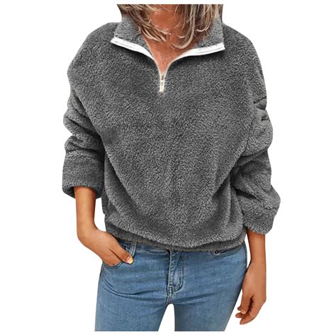 Fanxing 1/4 Zip Pullover for Women Fleece Lined Long Sleeve Sweatshirt ...
