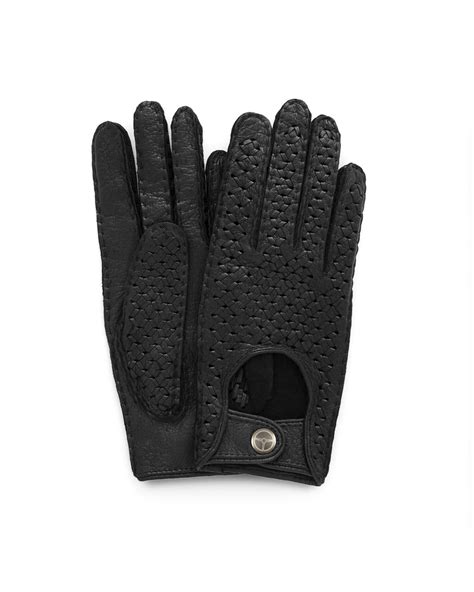 Bespoke - Ladies Peccary Leather Driving Gloves - Black/Black – THE ...
