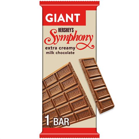 Hershey's Symphony Milk Chocolate Giant Candy, Bar 7.37 oz, 25 Pieces ...