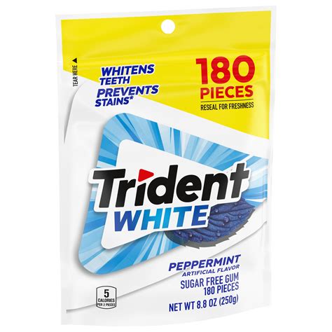 Trident White Peppermint Sugar Free Gum, Value Pack, 180 Pieces ...
