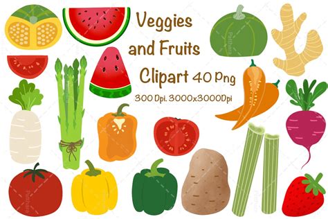 Veggies and Fruits Clipart Graphic by Pattharadesignshop · Creative Fabrica