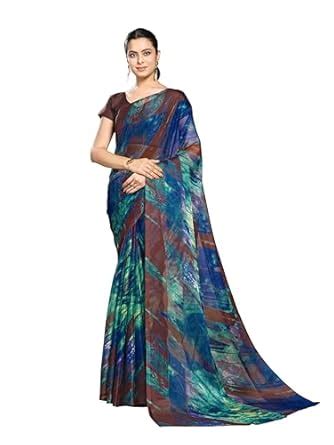 Garden Vareli Chiffon Saree with Multicolor Abstract Print 73806 ...