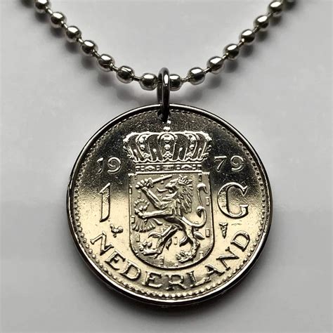 Buy 1977 Netherlands Nederland 1 Gulden coin pendant Dutch lion crown ...