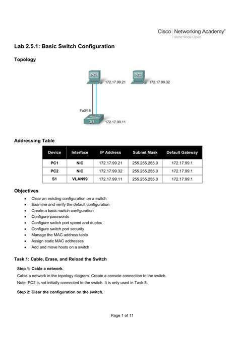 Image result for Netacad Lab Basic Switch Configuration