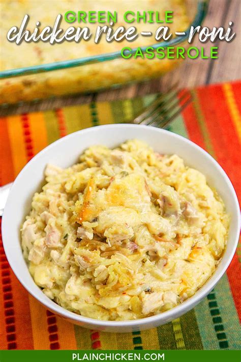Green Chile Chicken Rice-A-Roni Casserole - Plain Chicken