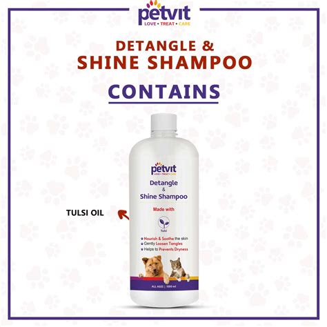 Buy PETVIT DETANGLE & SHINE SHAMPOO WITH TULSI OIL DETANGLES ...