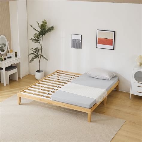 IVV King Size Wooden Platform Bed Frame, No Headboard, Storage, Easy ...