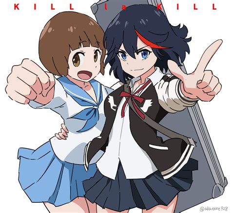 matoi ryuuko and mankanshoku mako (kill la kill) drawn by akane ...