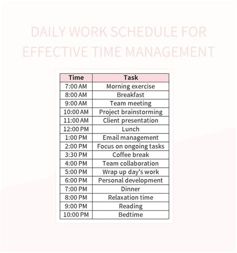 Image result for Daily Time Management Plan Example