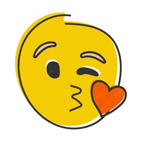 Premium Vector | Kiss emoji love emoticon with lips blowing a kiss hand drawn flat style emoticon