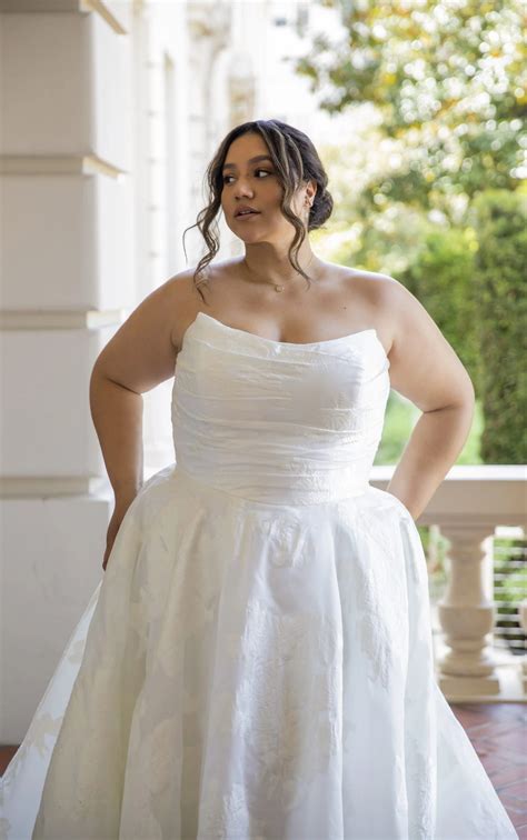 Luxe Off-the-Shoulder Plus Size Silk Ballgown Wedding Dress