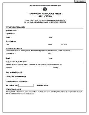 Temporary Revocable Permit (TRP) Application - New York State ... - Dec ...