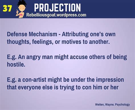 Psychology 37 - Projection - Defense Mechanism attributing one's own ...