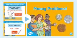 Money Problem-Solving PowerPoint (teacher made) - Twinkl