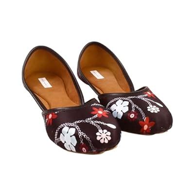 Miraya Impex Ethnic Beautiful Jutti Rajasthani Mojari for Women (Black ...