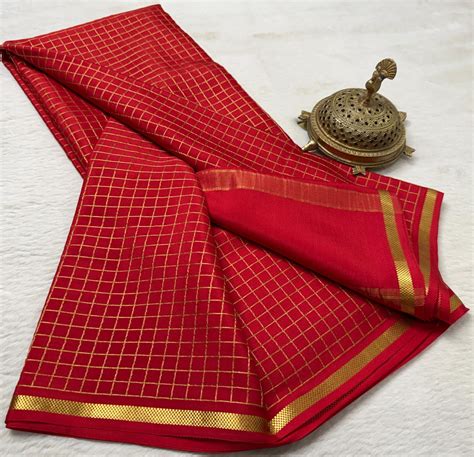 Pure mysore silk checked saree – www.vannamayil.com